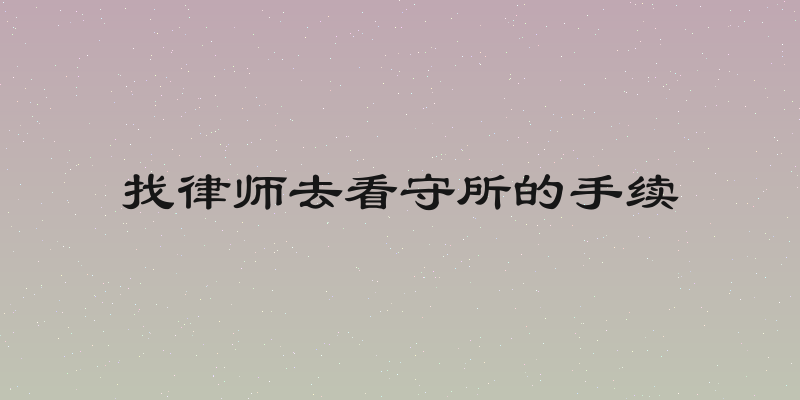 找律师去看守所的手续