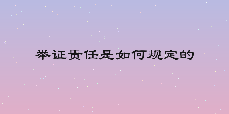 举证责任是如何规定的