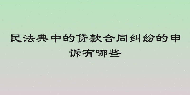 民法典中的贷款合同纠纷的申诉有哪些