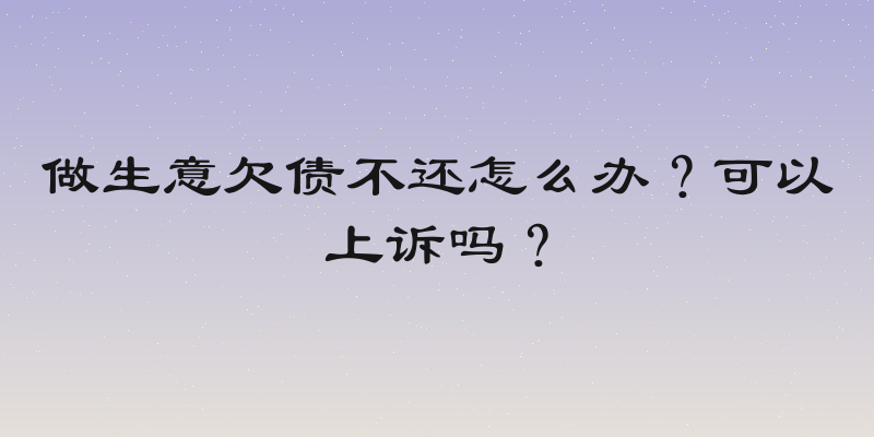 做生意欠债不还怎么办？可以上诉吗？