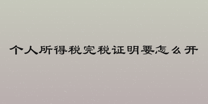 个人所得税完税证明要怎么开