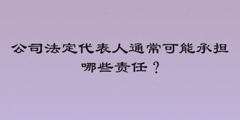公司法定代表人通常可能承担哪些责任？