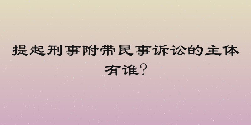 提起刑事附带民事诉讼的主体有谁?