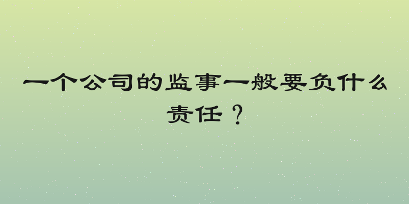 一个公司的监事一般要负什么责任？