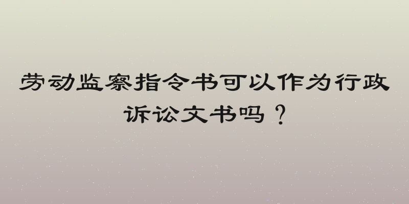 劳动监察指令书可以作为行政诉讼文书吗？