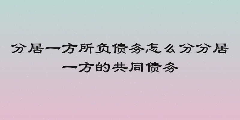 分居一方所负债务怎么分分居一方的共同债务