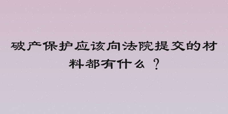 破产保护应该向法院提交的材料都有什么？