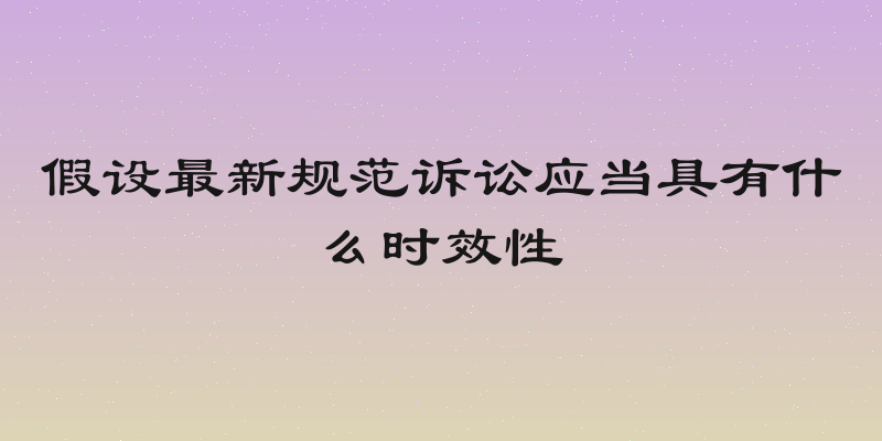 假设最新规范诉讼应当具有什么时效性