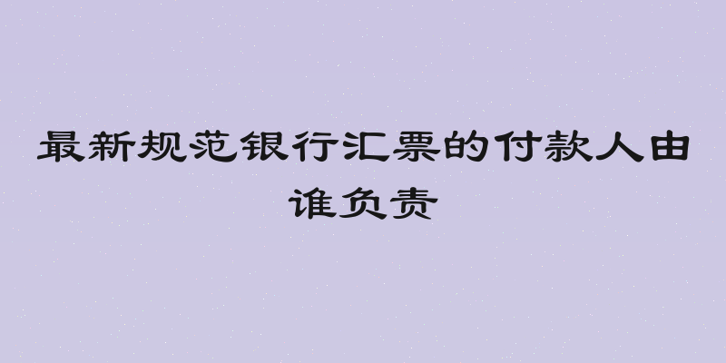 最新规范银行汇票的付款人由谁负责