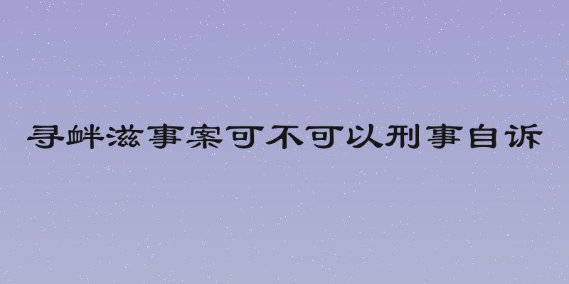 寻衅滋事案可不可以刑事自诉