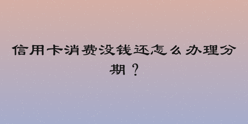 信用卡消费没钱还怎么办理分期？