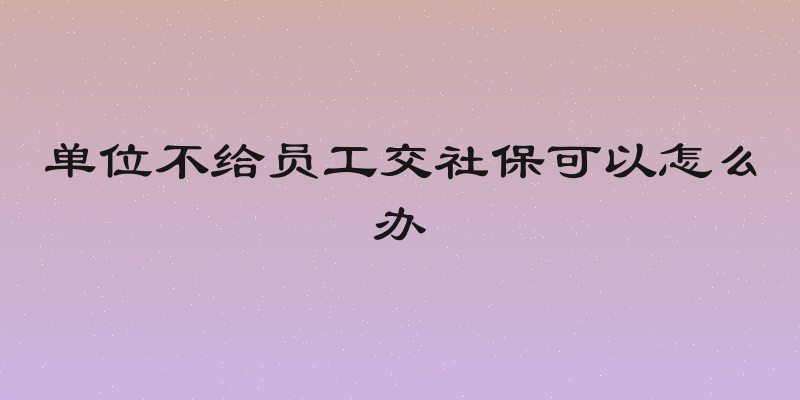 单位不给员工交社保可以怎么办