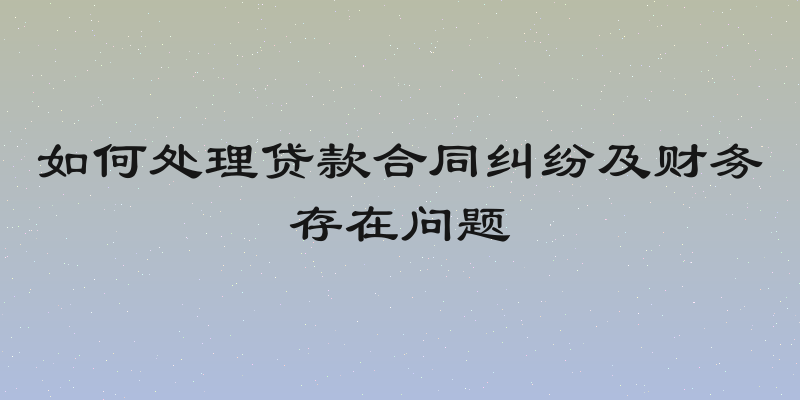 如何处理贷款合同纠纷及财务存在问题
