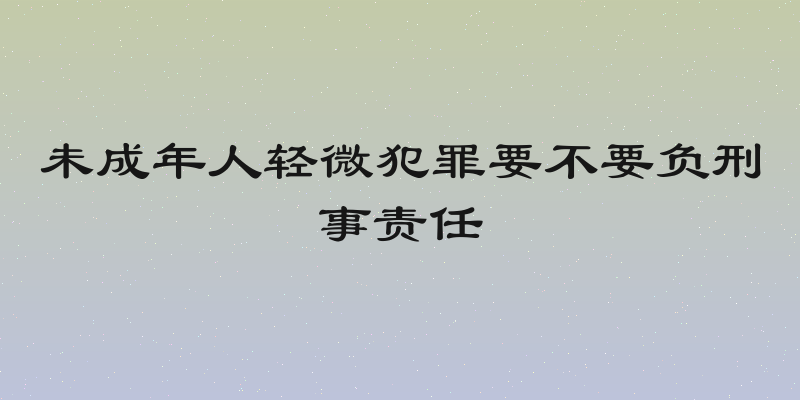 未成年人轻微犯罪要不要负刑事责任