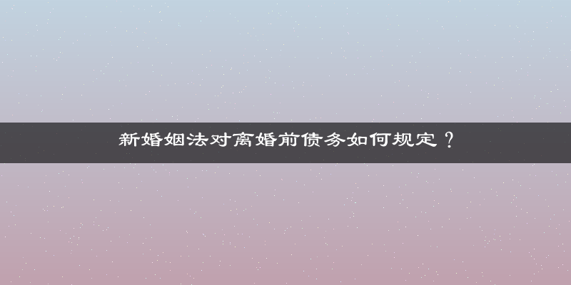 新婚姻法对离婚前债务如何规定？