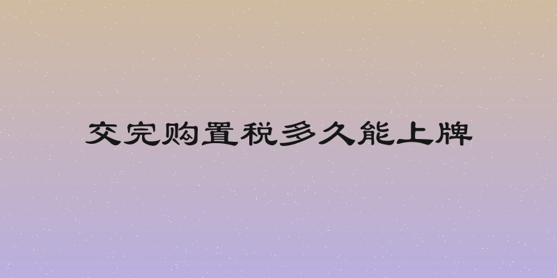 交完购置税多久能上牌