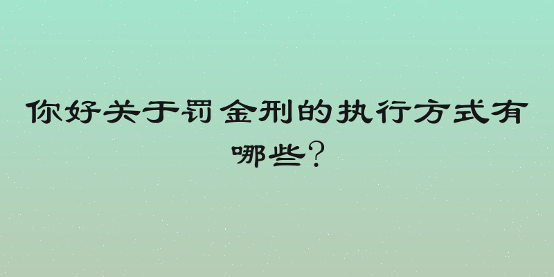 你好关于罚金刑的执行方式有哪些?