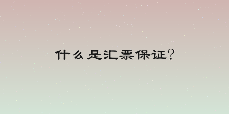 什么是汇票保证?