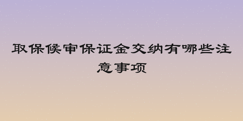 取保候审保证金交纳有哪些注意事项