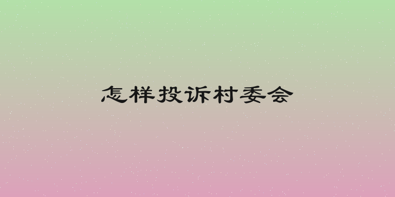 怎样投诉村委会
