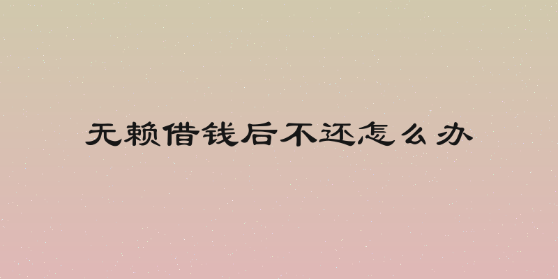 无赖借钱后不还怎么办