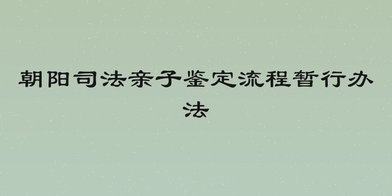 朝阳司法亲子鉴定流程暂行办法