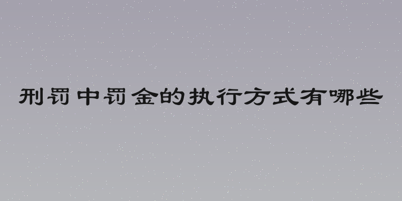 刑罚中罚金的执行方式有哪些