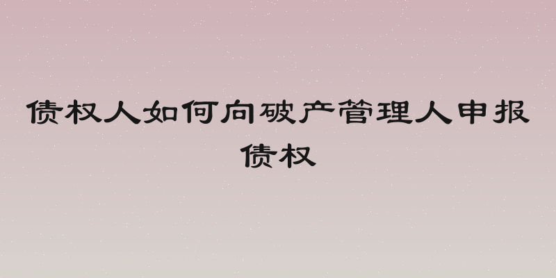 债权人如何向破产管理人申报债权