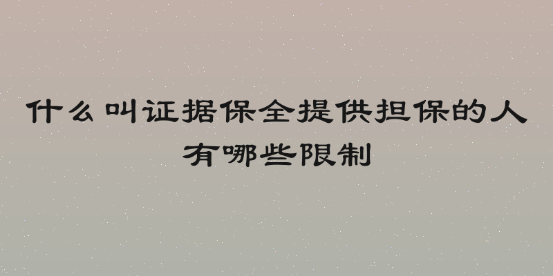 什么叫证据保全提供担保的人有哪些限制