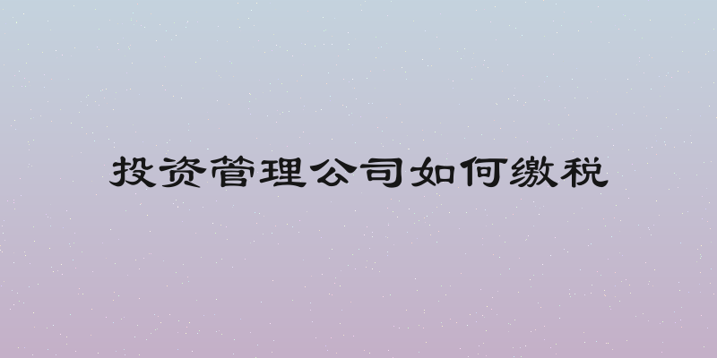 投资管理公司如何缴税