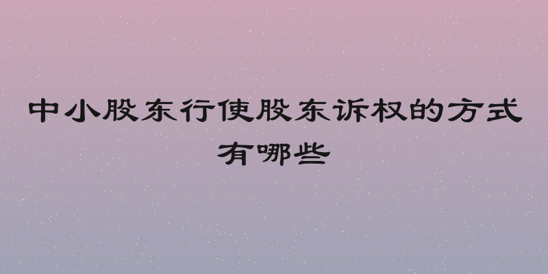 中小股东行使股东诉权的方式有哪些
