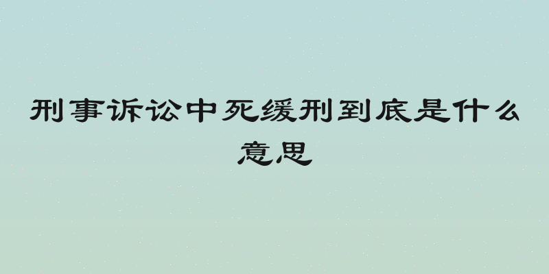 刑事诉讼中死缓刑到底是什么意思