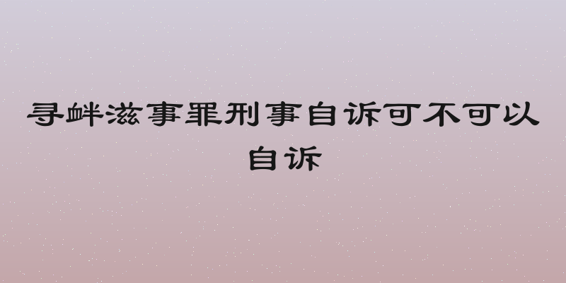 寻衅滋事罪刑事自诉可不可以自诉