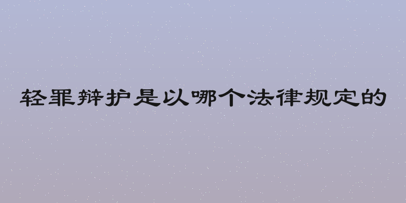 轻罪辩护是以哪个法律规定的