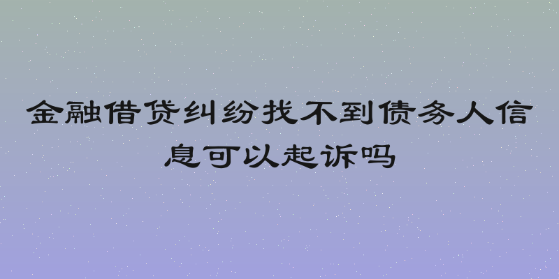 金融借贷纠纷找不到债务人信息可以起诉吗