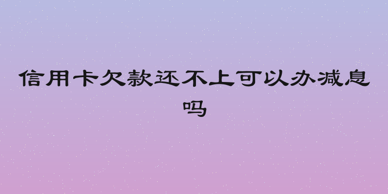 信用卡欠款还不上可以办减息吗