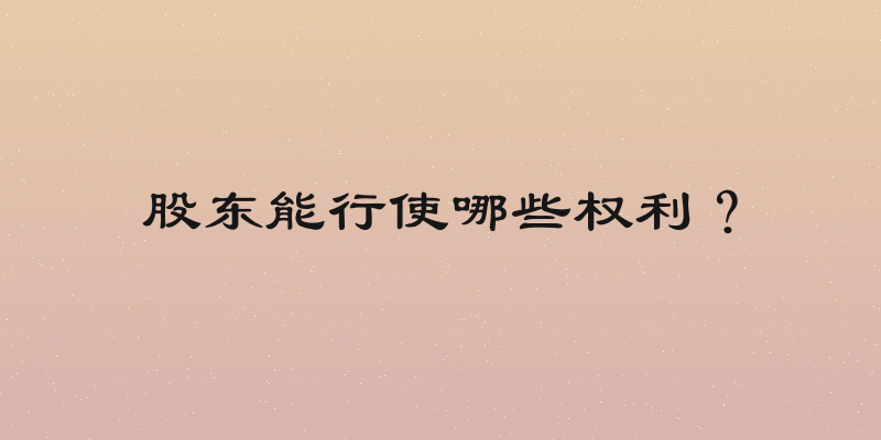 股东能行使哪些权利？