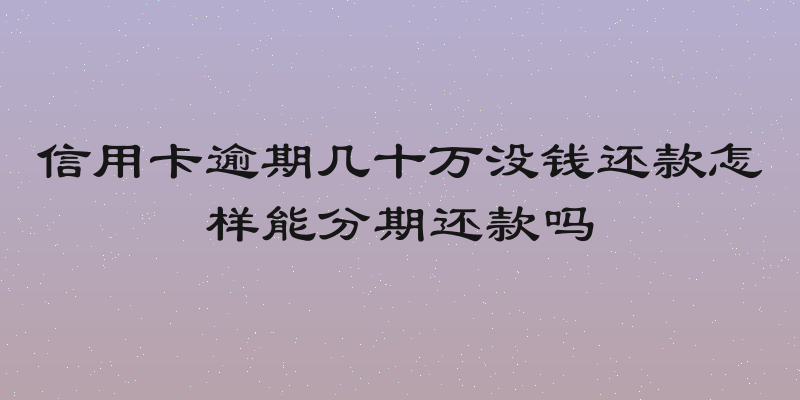 信用卡逾期几十万没钱还款怎样能分期还款吗
