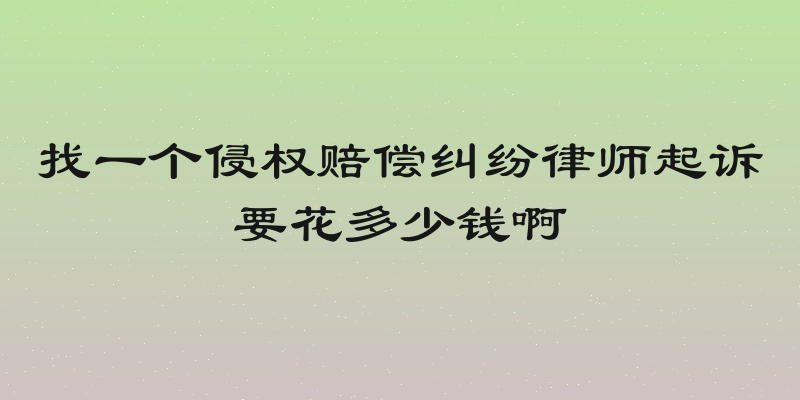 找一个侵权赔偿纠纷律师起诉要花多少钱啊
