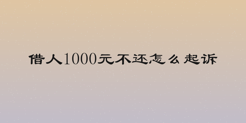 借人1000元不还怎么起诉
