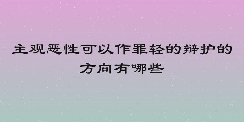 主观恶性可以作罪轻的辩护的方向有哪些
