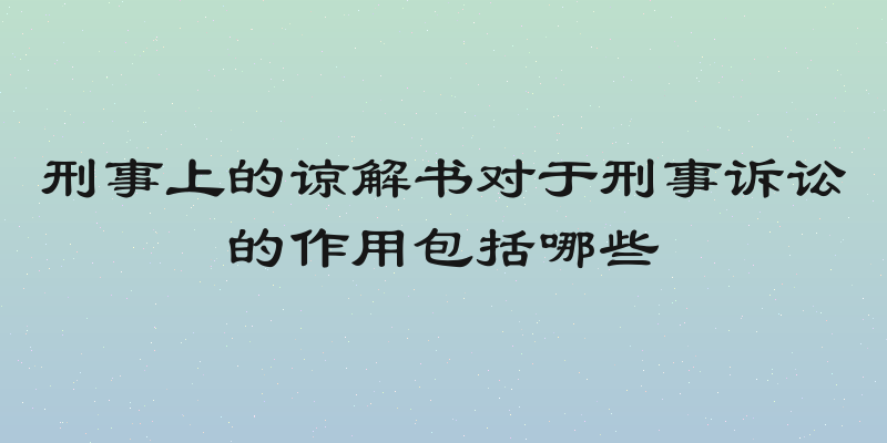 刑事上的谅解书对于刑事诉讼的作用包括哪些