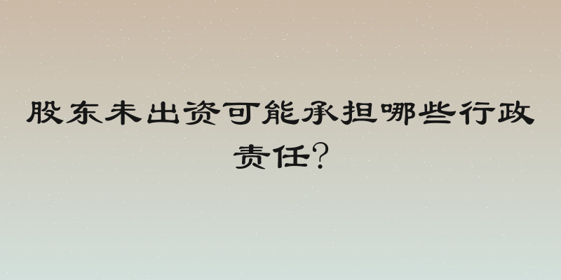 股东未出资可能承担哪些行政责任?