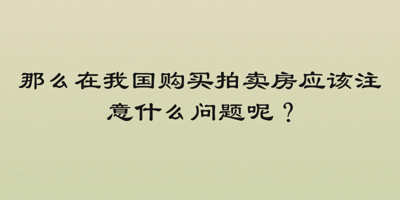 那么在我国购买拍卖房应该注意什么问题呢？