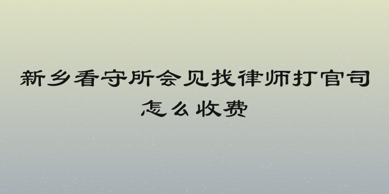 新乡看守所会见找律师打官司怎么收费