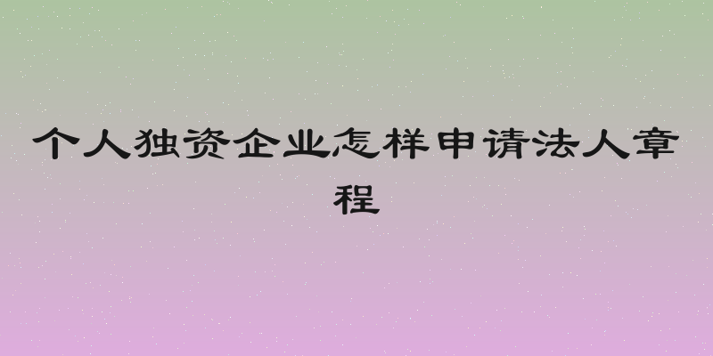 个人独资企业怎样申请法人章程