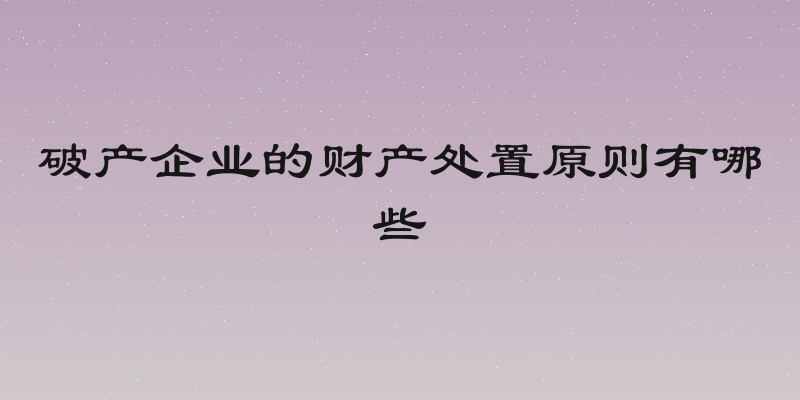 破产企业的财产处置原则有哪些