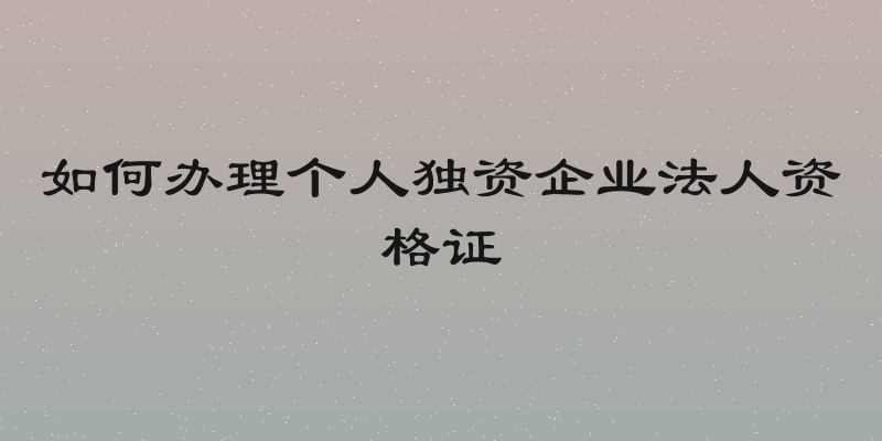 如何办理个人独资企业法人资格证