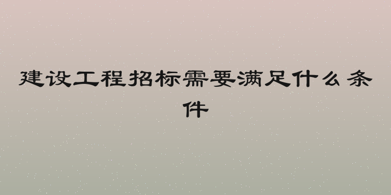 建设工程招标需要满足什么条件