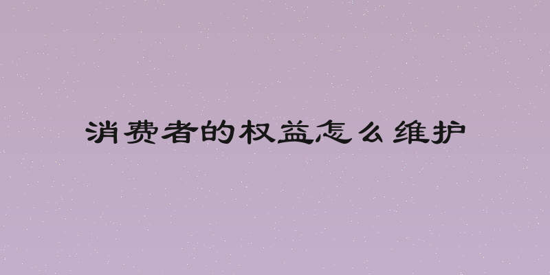 消费者的权益怎么维护